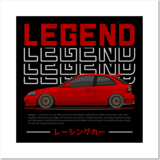 Midnight Racer Red EK 9 JDM Posters and Art